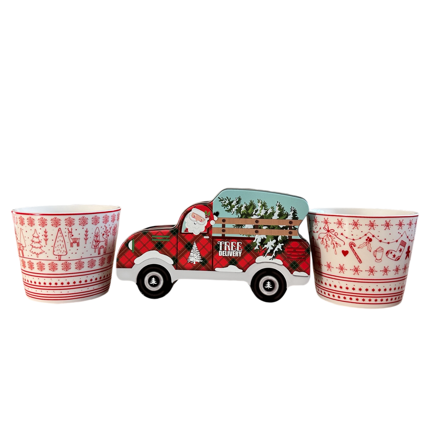 Geschenk Set, Weihnachtsmann Auto mit 2 Tassen