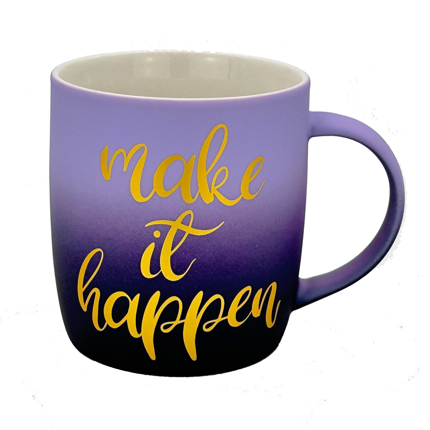 Tee Tasse "make it happen" Lila mit Goldauflage 0,3L