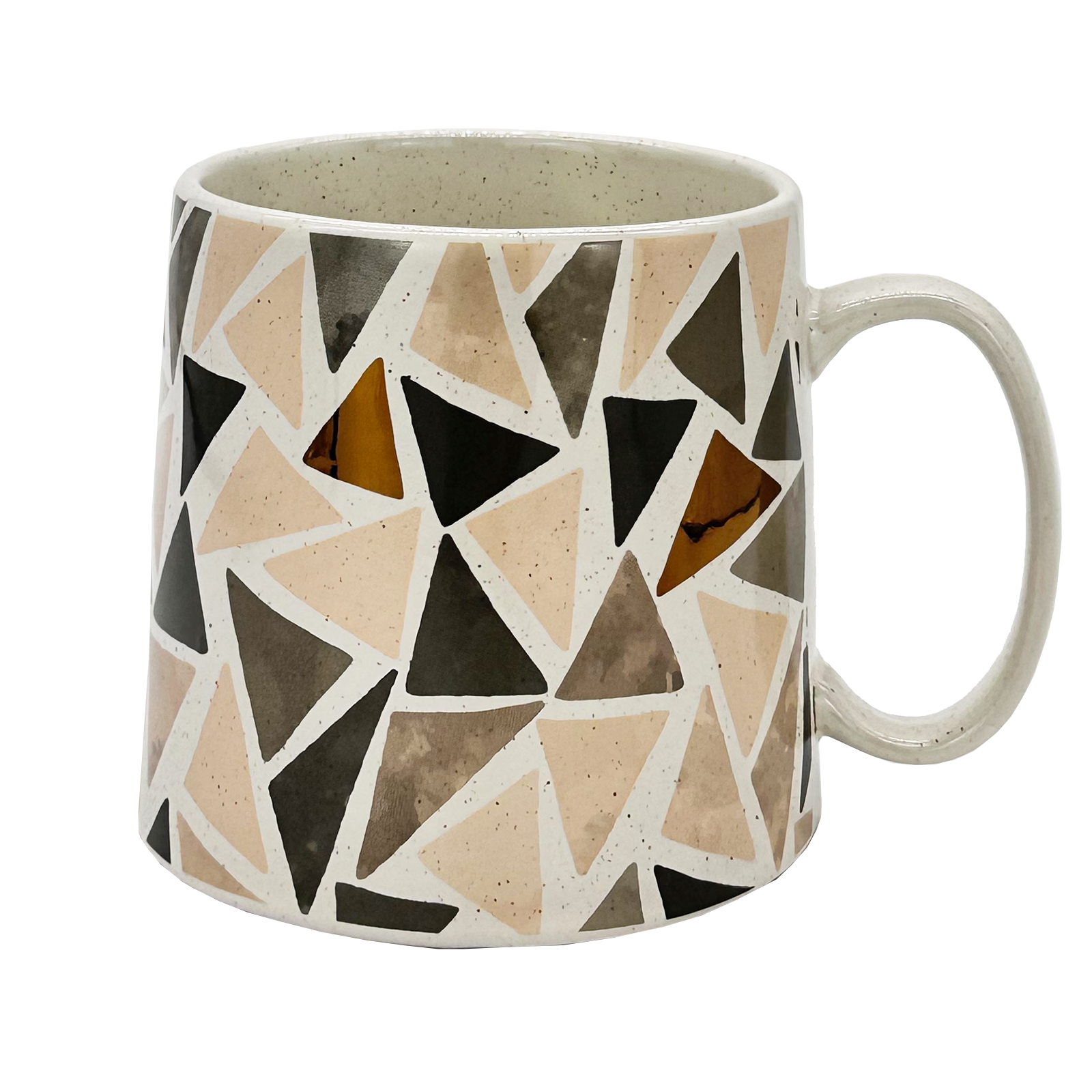 Tasse Beige mit Muster Dreieck und Goldauflage 0,45L – Loran Tee
