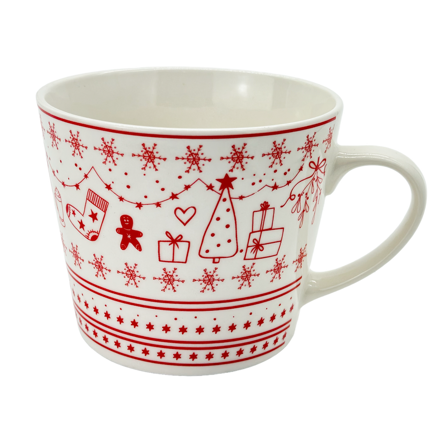 Tee Tasse weiß-rot 0,4L