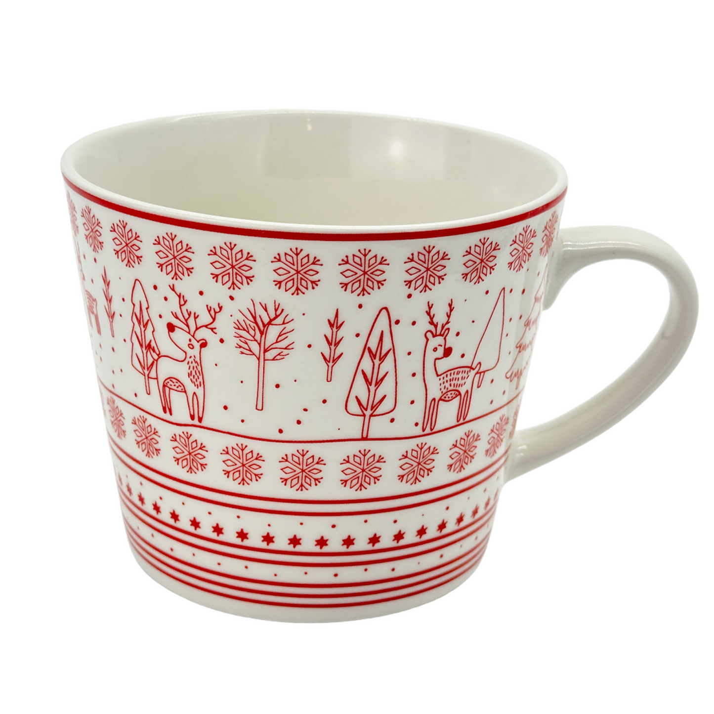 Tee Tasse weiß-rot Natur 0,4L