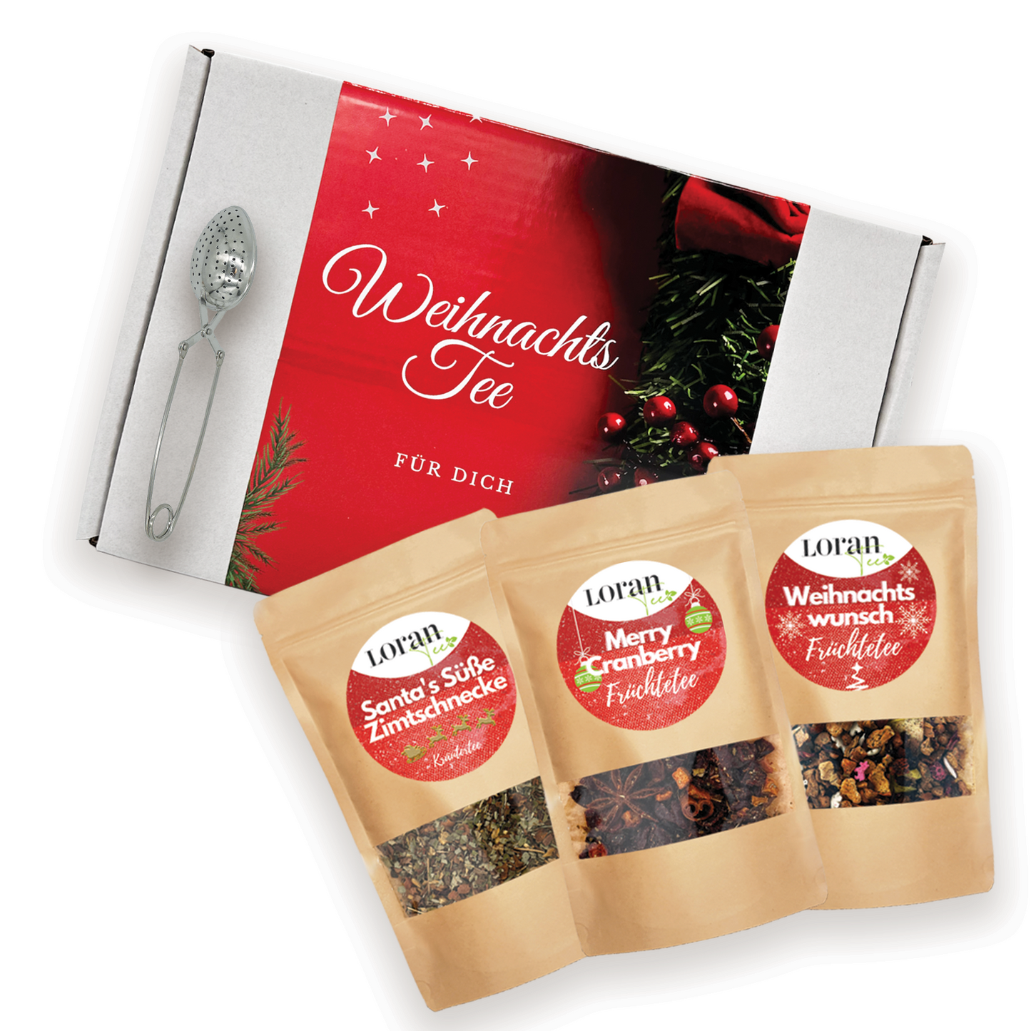 Weihnachtstee Set "Für Dich" mit Tee-Ei-Zange