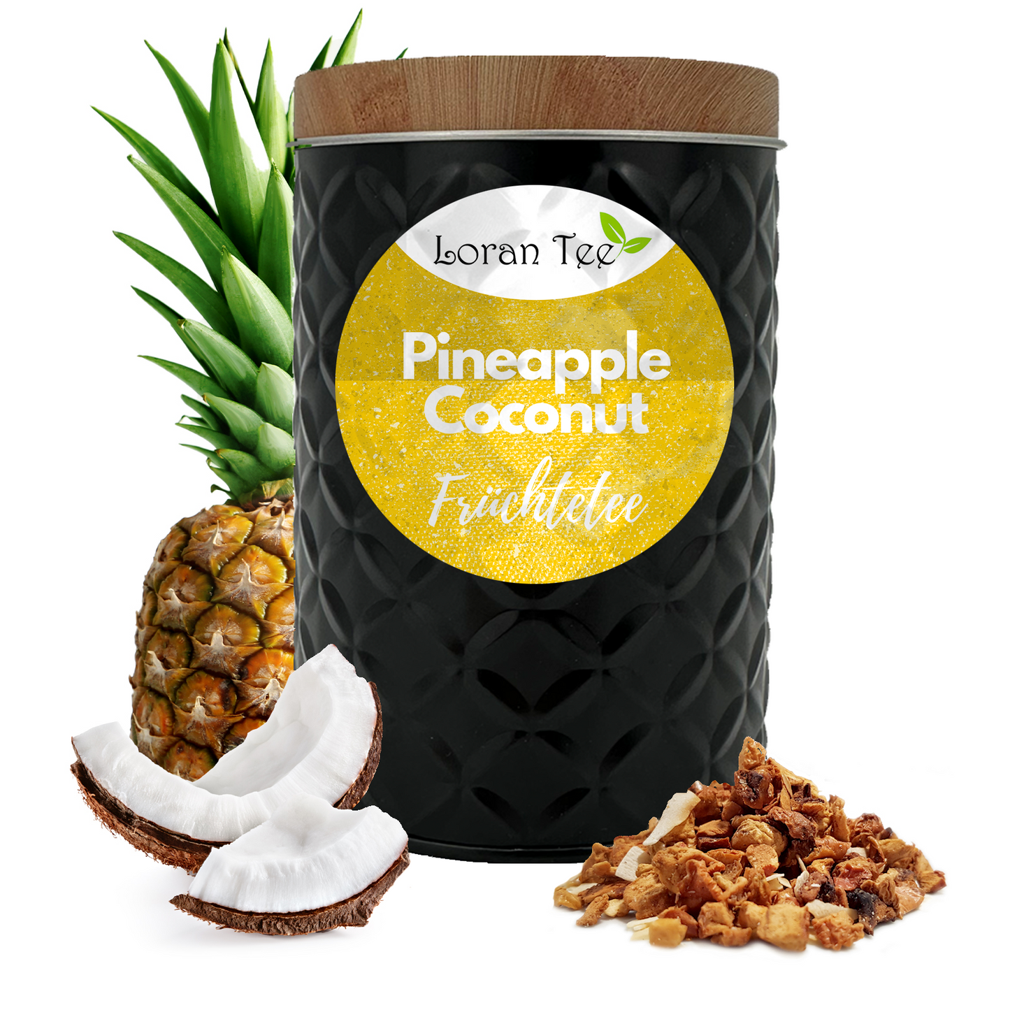 Früchtetee Kokos-Ananas pina colada Tee in Dose