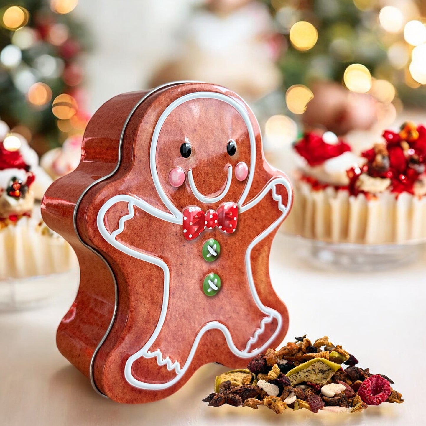 Früchtetee "Weihnachtswunsch in Tee Dose "Lebkuchenmann" + Tasse 0,3l, Geschenk