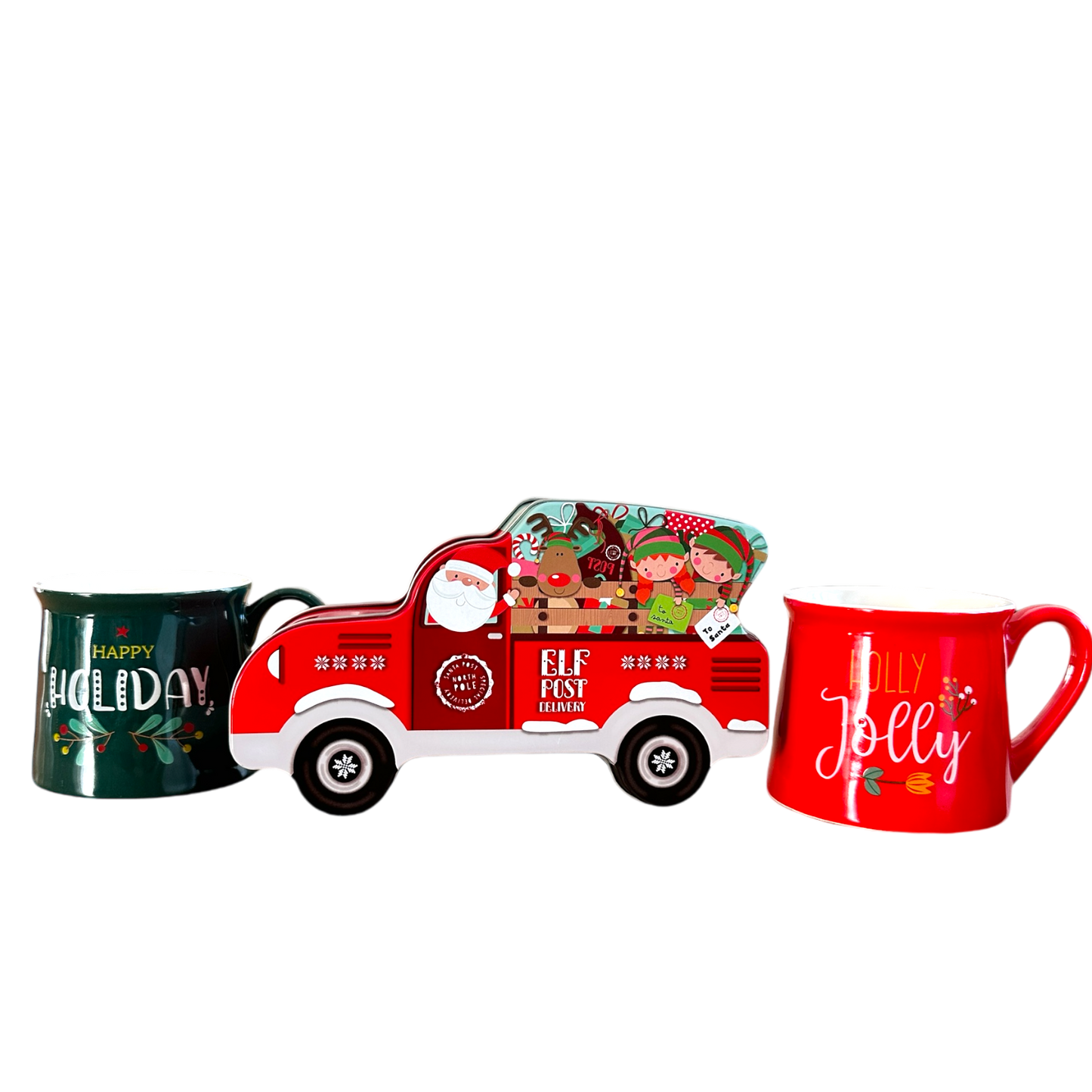 Geschenk Set, Weihnachtsmann Auto mit  2 Tassen