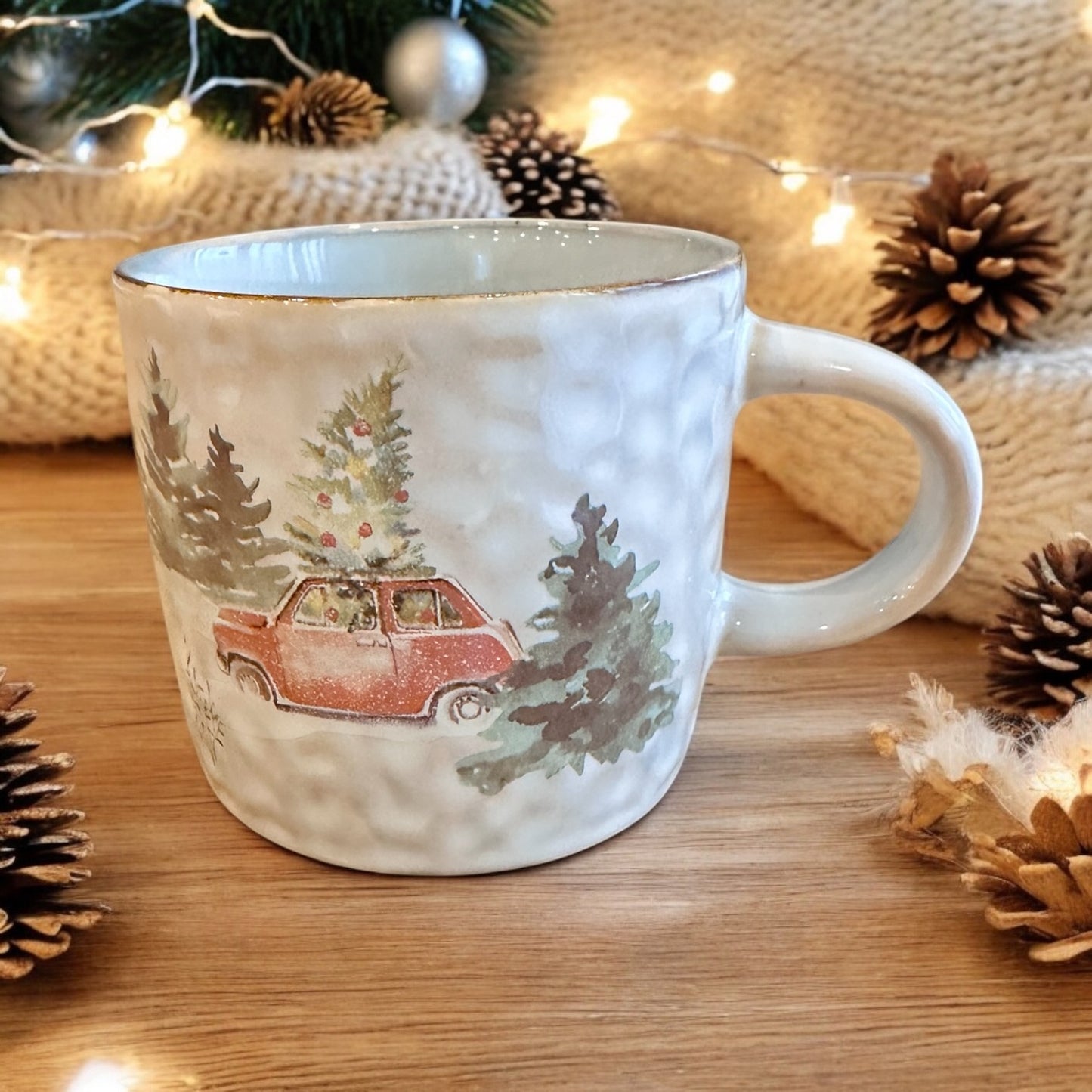 Tasse roter Oldtimer, 0,3l, Geschenk, Weihnachtstasse