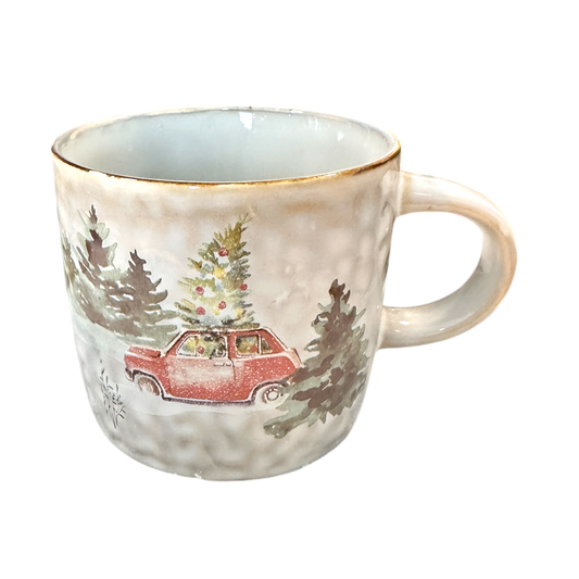 Tasse roter Oldtimer, 0,3l, Geschenk, Weihnachtstasse