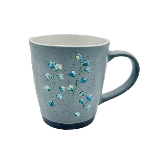 Tasse blaugrau- Blumen  0,25l