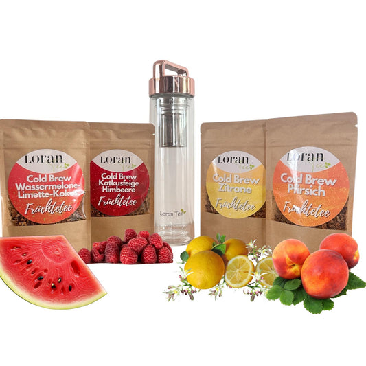 Probierset Cold Brew Früchtetee mit Teeflasche