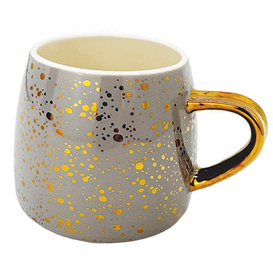 Tee Tasse Grau mit Goldauflage 0,3L