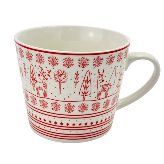 Tee Tasse weiß-rot Natur 0,4L