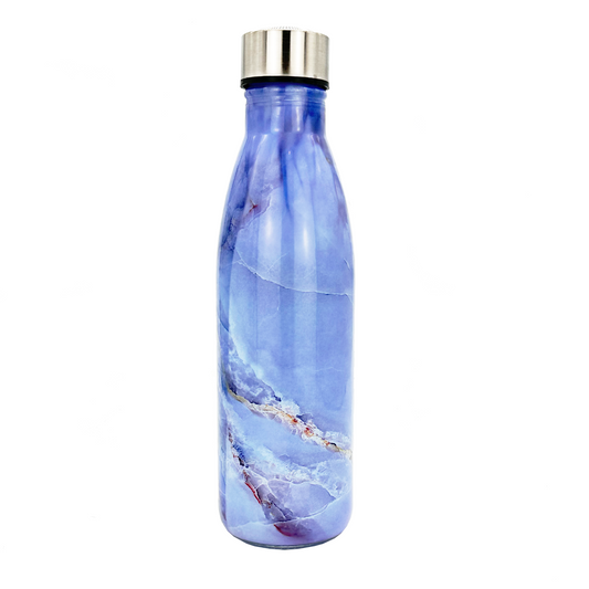 Glasflasche foliert mit Schraubverschluss Hellblau 0,65L